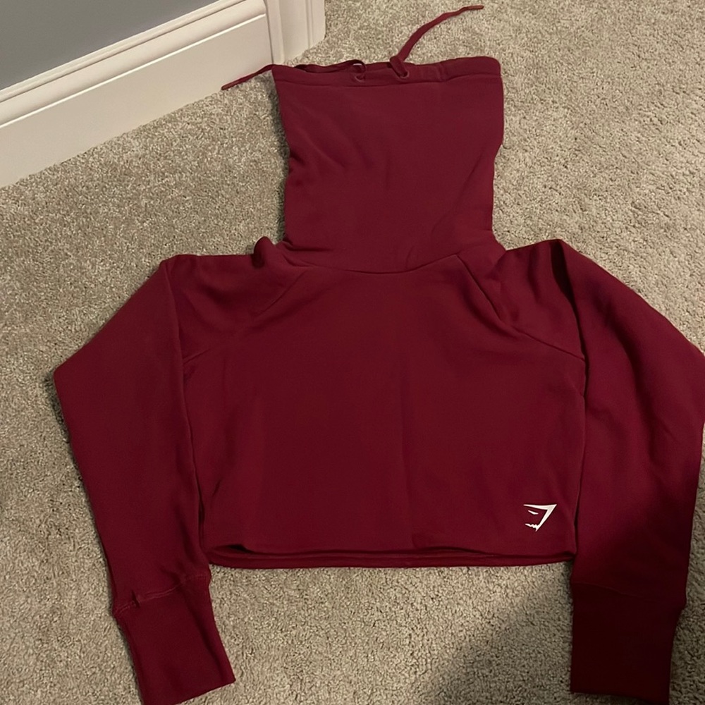 Gymshark maroon cropped hoodie